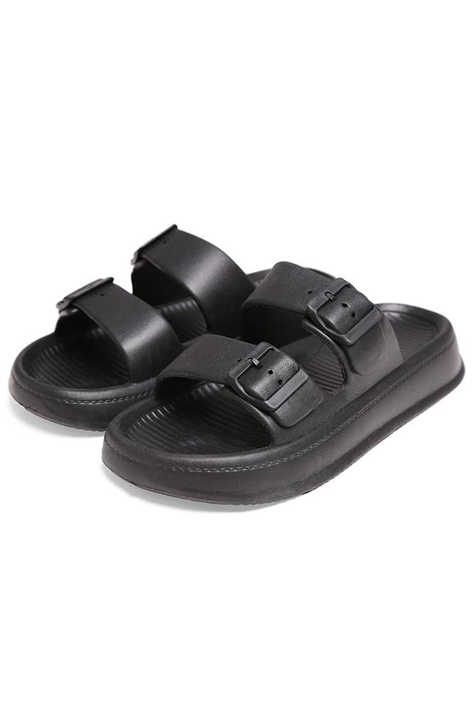 Hana - Wholesale Slides - Women's - Solid Comfy Double Strap Slide Slipper17
