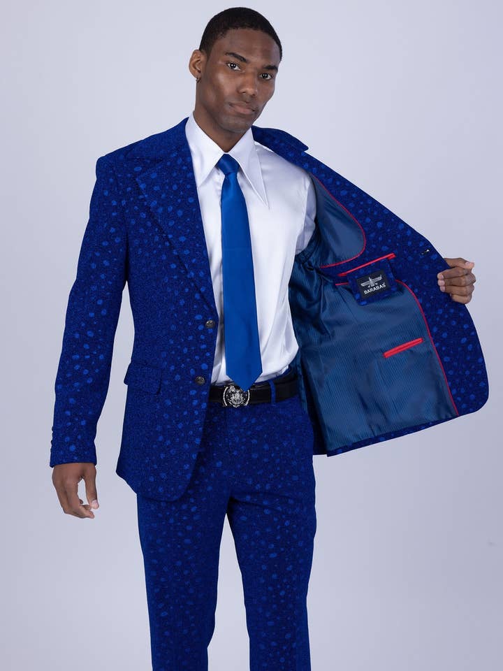 BARABAS - Venta al por mayor Conjunto de vestir - Hombre - Traje de Hombre con Lunares Geométricos y Solapa de Muesca 5SU3412