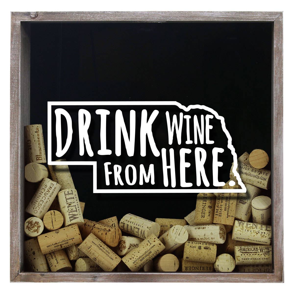 Torched Products - Wholesale Sign - Drink Wine From Here Beer Cap Shadow Box - Farmhouse Antique25