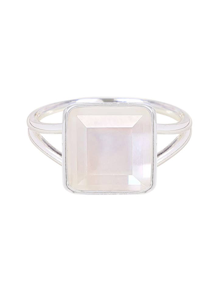 Mother Of Pearl Quartz Square Ring - SF for wholesale by Zoey Simmons