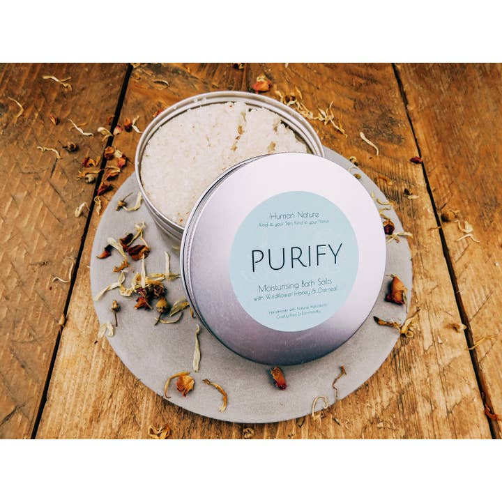 Purify Organic Moisturising Bath Salts With Honey & Oats for wholesale by Human Nature Organics US