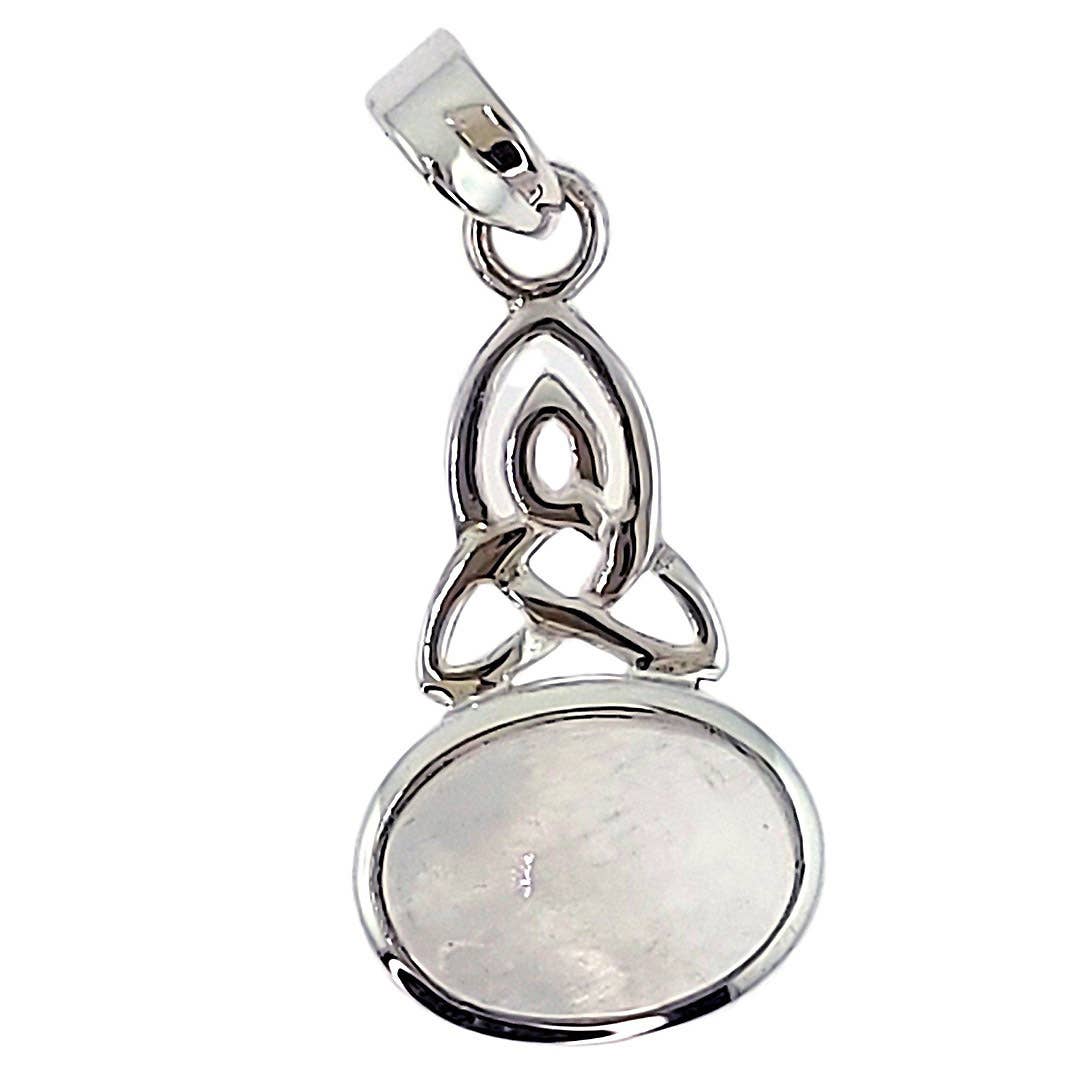 Crystal Earth Sterling - Wholesale Individual Charm/Pendant - The Celtic Trinity Sterling Pendant- Rainbow Moonstone2