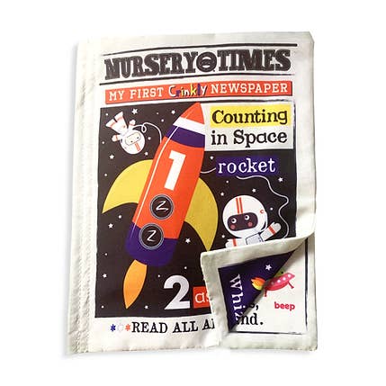 Nursery Times Crinkly Newspaper - Space Count for wholesale by Jo & Nic's Crinkly Cloth Books