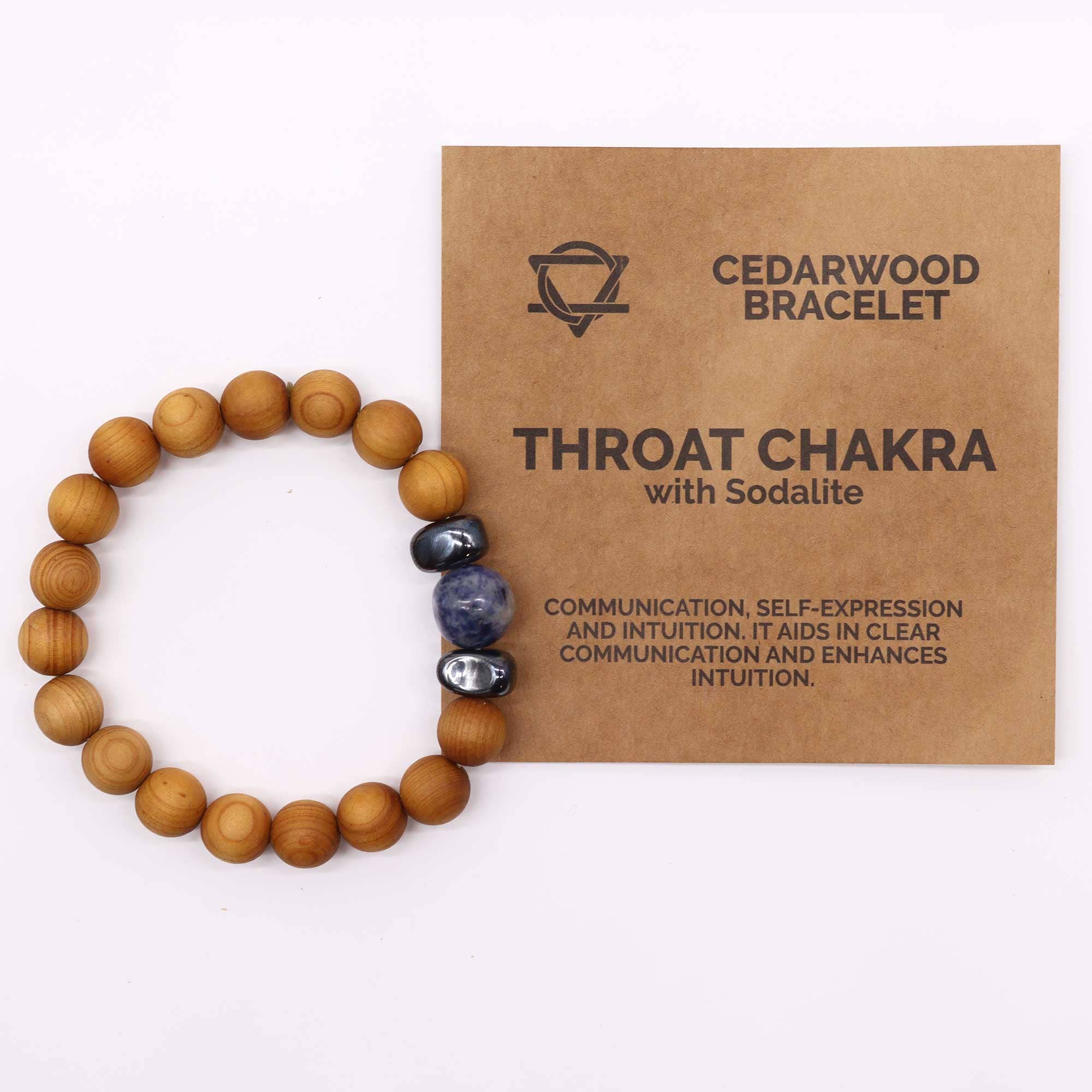 Ancient Wisdom - Wholesale Beaded Bracelet - Cedarwood Throat Chakra Bangle - Sodalite1