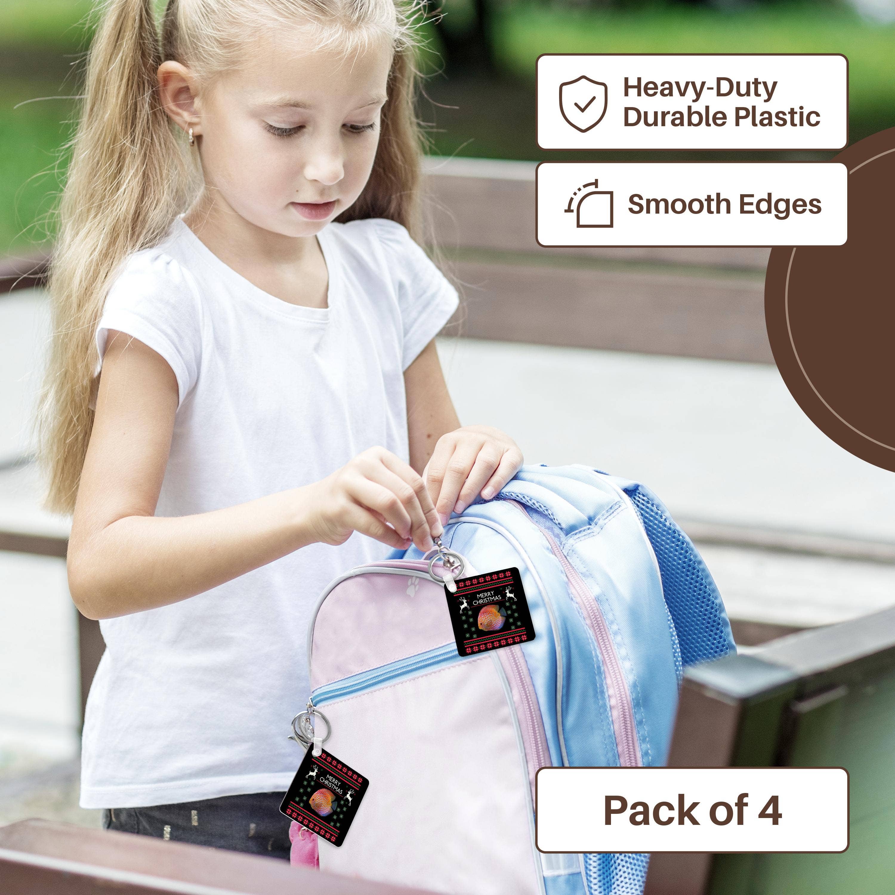 3dRose - Wholesale Keychain - Unisex - 3dRose, Merry Christmas Xmas and Snowflake with Discus Fish, Key Chain3