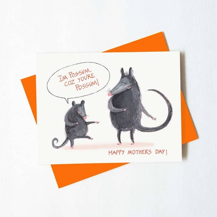 Mother Possum Card for wholesale by Green Bean Studio