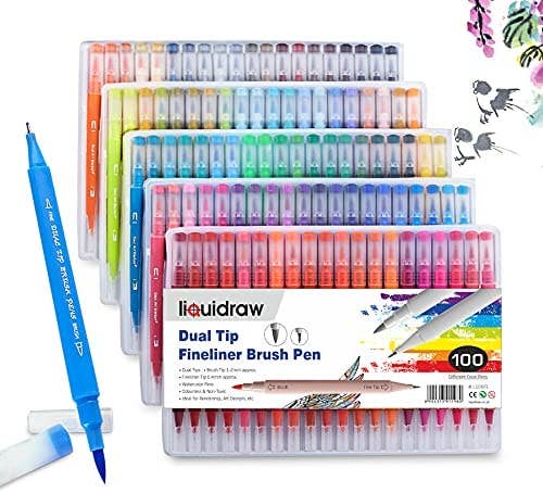 Liquidraw – Engroshandel Marker – Liquidraw Dual Tip Brush Penne Fineliner Farvesæt Fineliners Farvede Akvarelmarkører I Etui Til Voksen Farvebøger, Skitsering, Maleri, Kalligrafi, Tegning & Bogstaver0