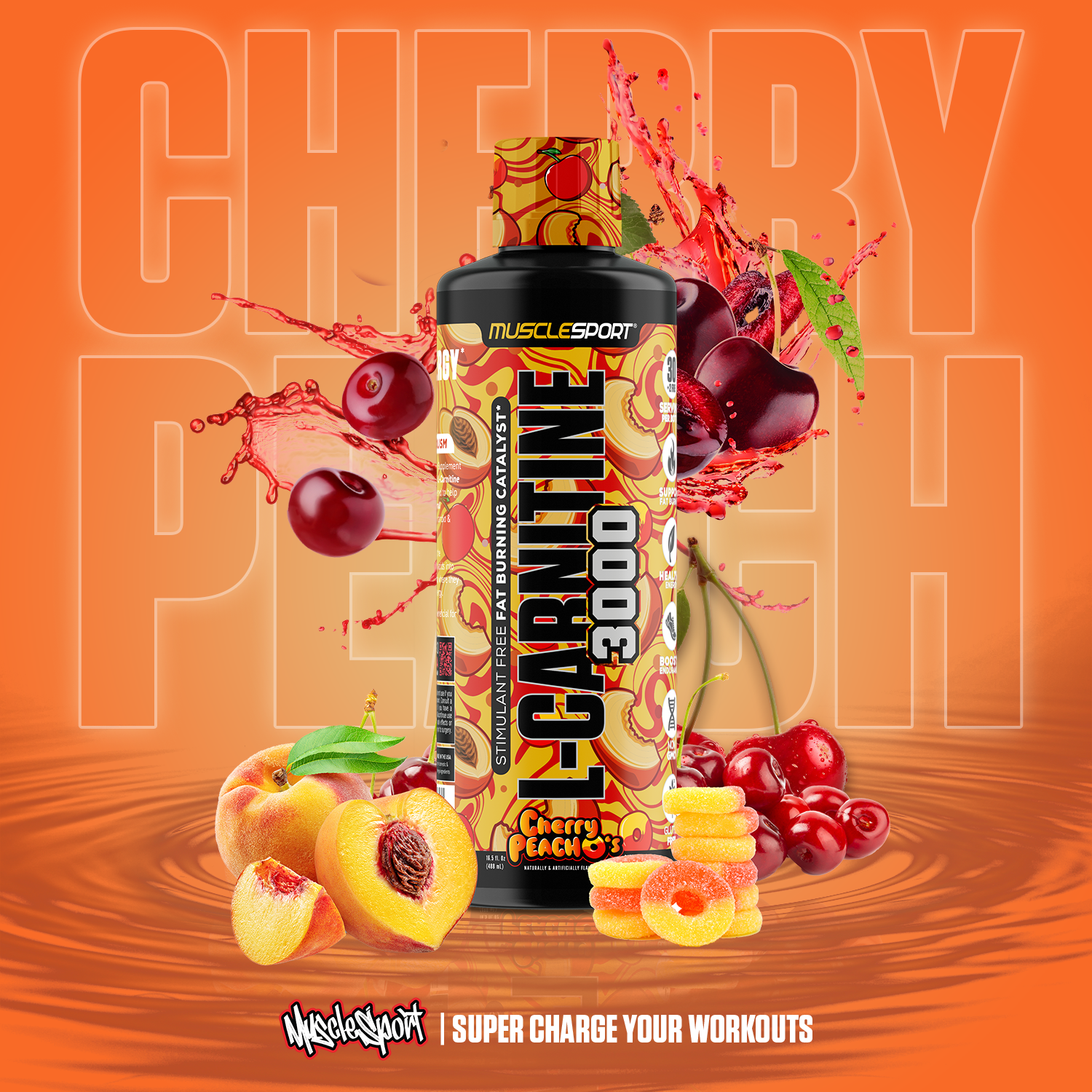 MuscleSport – Großhandel Nahrungsergänzungsmittel/Vitamin zum Einnehmen – L-Carnitin 3000 - 32 Portionen - 16,5 fl oz.4