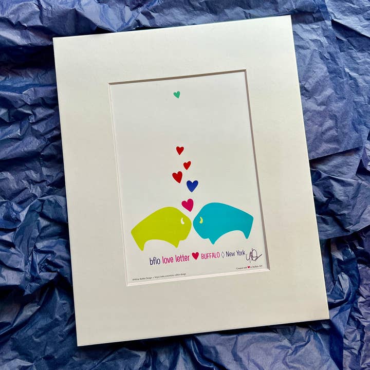 “Loving Buffalos” matted print for wholesale by Buffalo Gals by White Rabbit Design