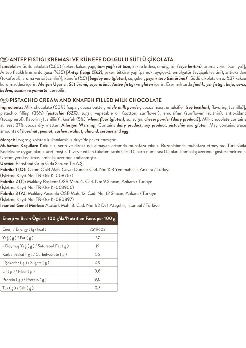 Pistest - Wholesale Chocolate Covered Sweets - Dubai chocolate Pistachio and Kunefe Filled Chocolate,100 gr3