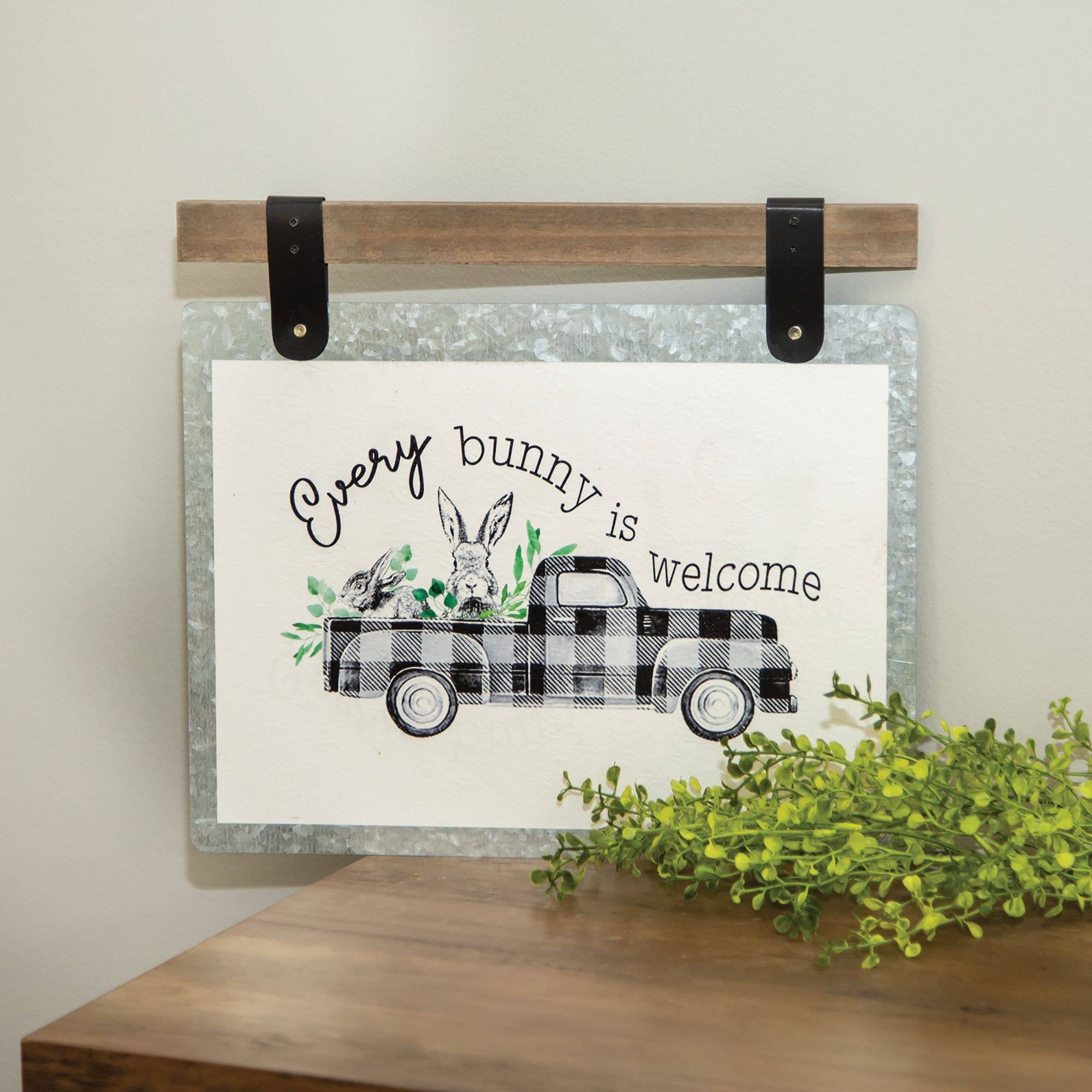 Col House Designs - Wholesale Sign - Everybunny Is Welcome Bunny & Truck Plaque1