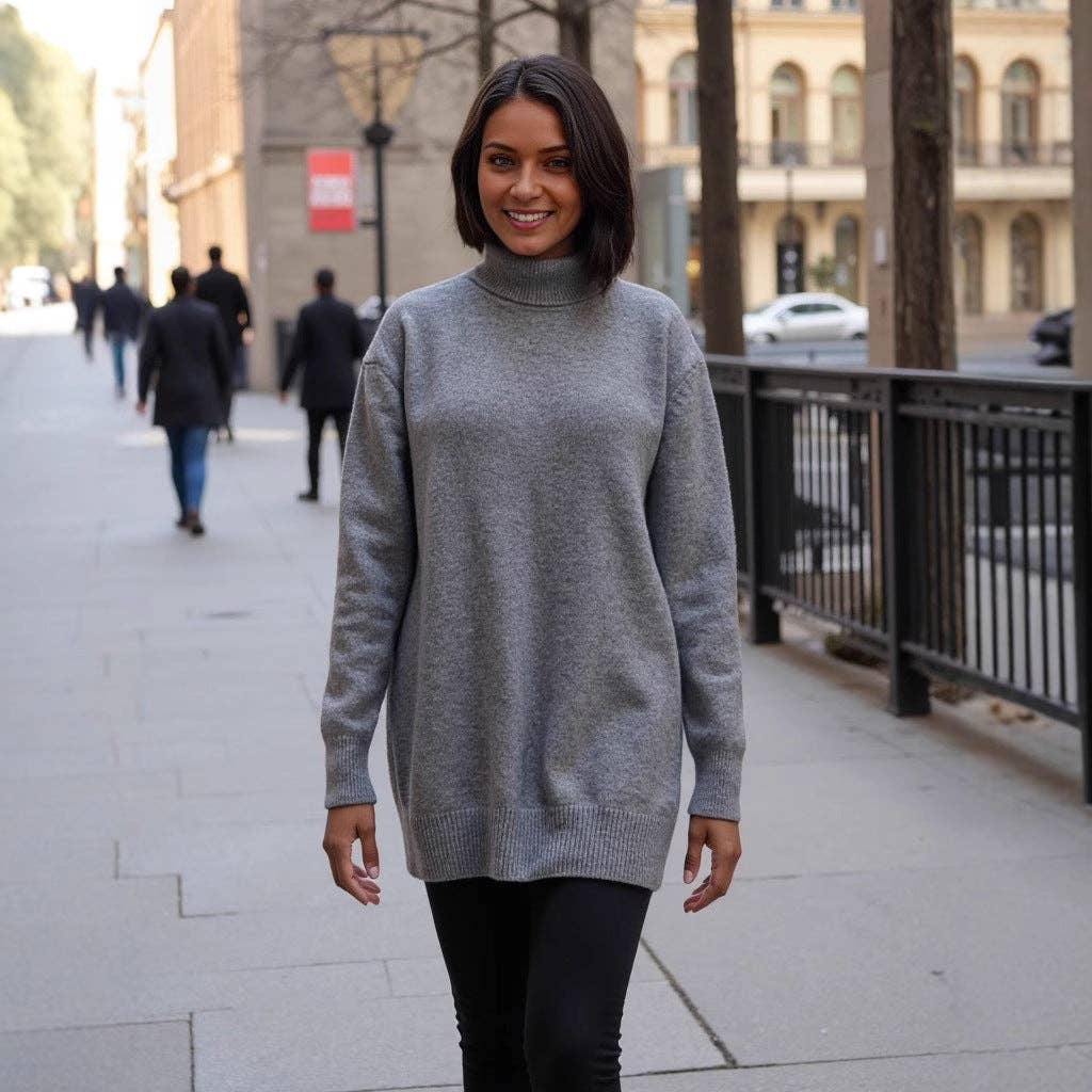 Marayn - Wholesale Knitted jumper – Women′s - Cozy Oversized Turtleneck Knit Sweater for FallWinter1