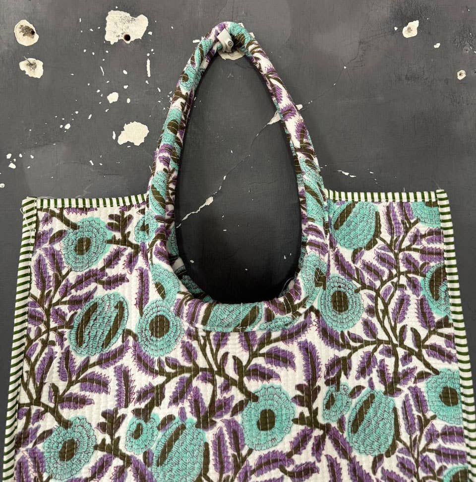 GYPSY STUDIO - Wholesale Shoulder Bag - Women's - Bohemian Cotton Shoulder Bag Quilted Floral Print Market Bag4