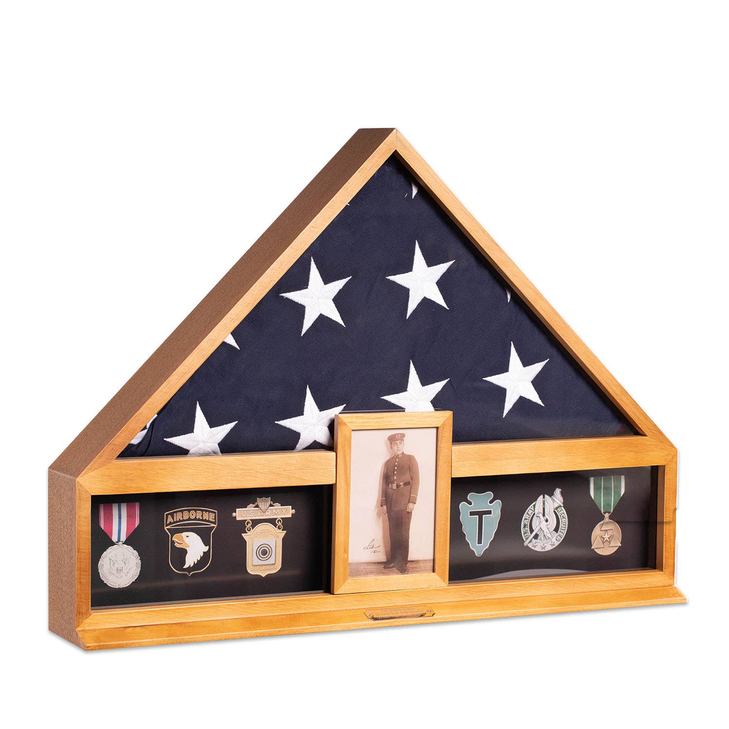 BeyBerk International - Vendita all'ingrosso Bandiere - Espositore in legno di ciliegio con bandiera militare e medaglia2