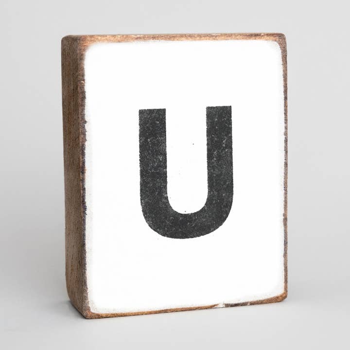 Bloque decorativo de madera con letra U para venta al por mayor de Rustic Marlin