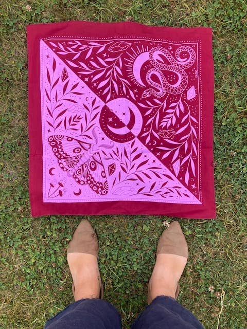 Pen+Pine – Großhandel Bandana – Damen – Witchy Bandana aus Baumwolle mit doppelseitigem Design, 56 cm x 56 cm2