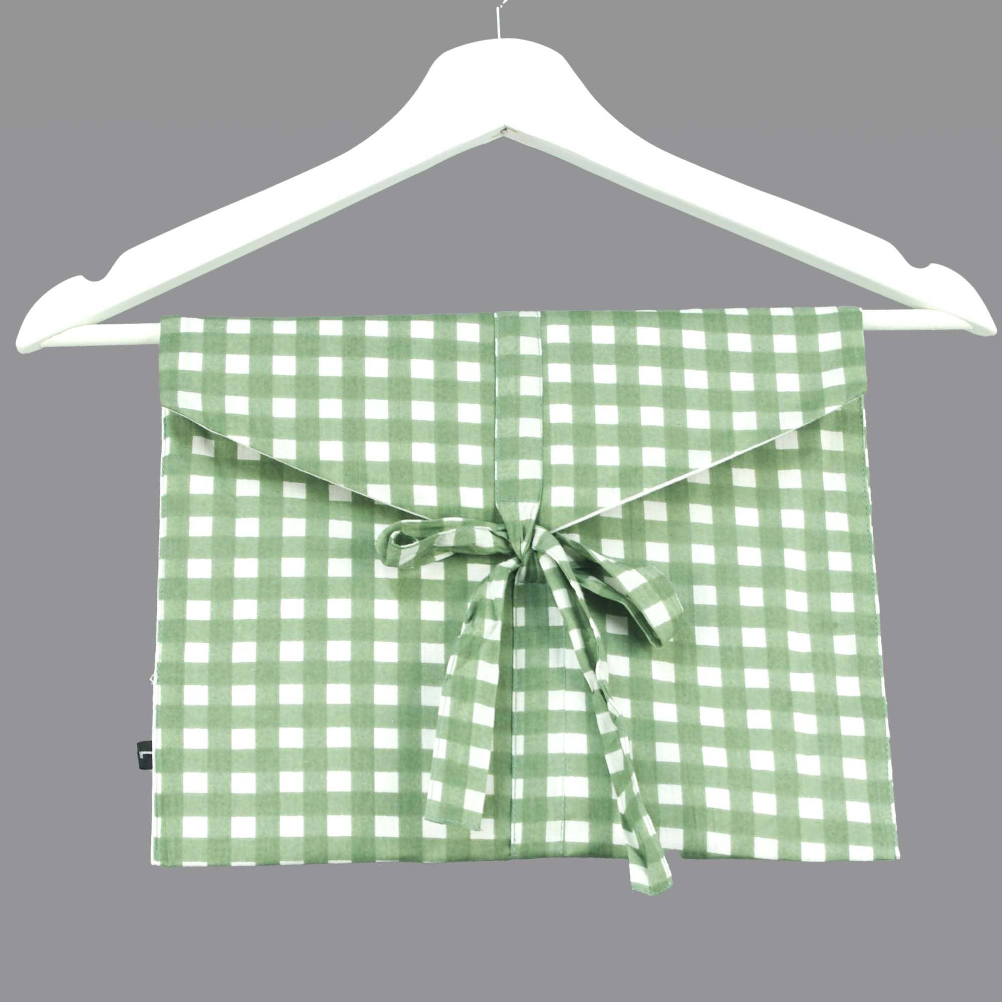 Kantha Decor - Wholesale Sleepwear Set - Women's - Long Cotton PJ Set With Pouch - Forest Sage & White Gingham 4