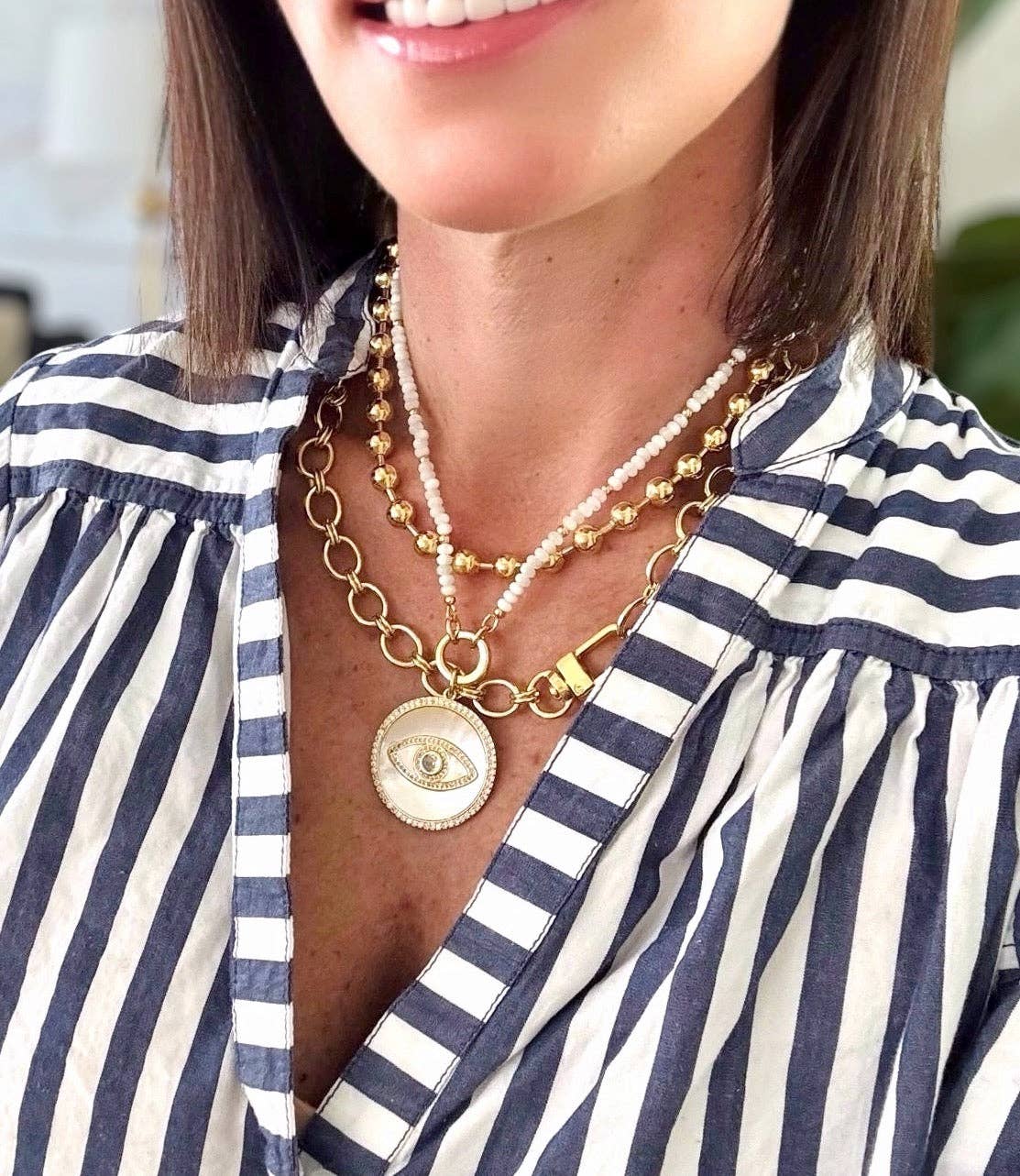 Shiver + Duke - Wholesale Individual Charm/Pendant - Mother of Pearl Evil Eye Pendant1