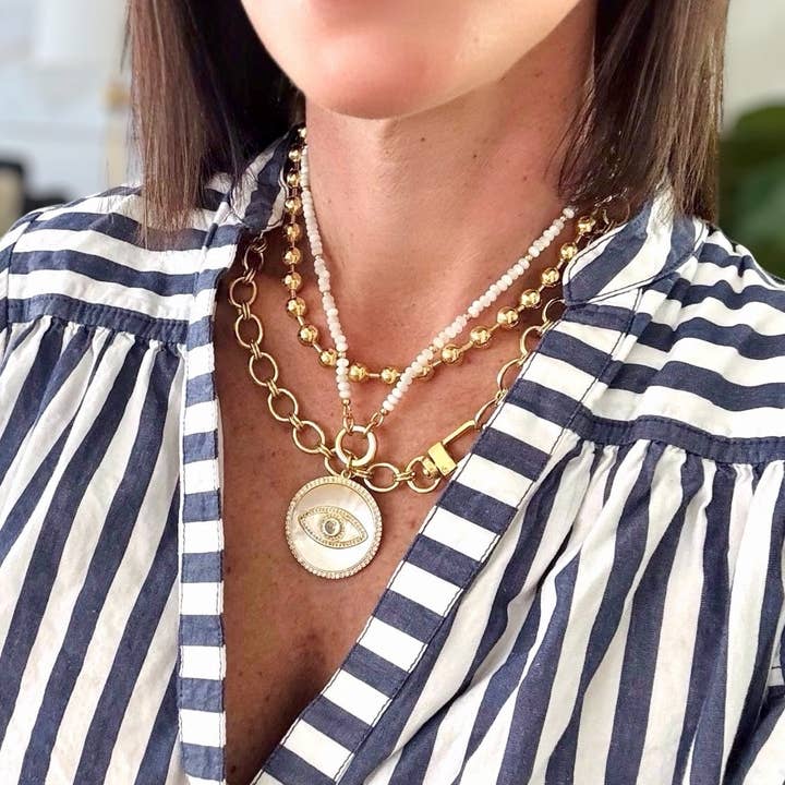 Shiver + Duke - Wholesale Individual Charm/Pendant - Mother of Pearl Evil Eye Pendant1