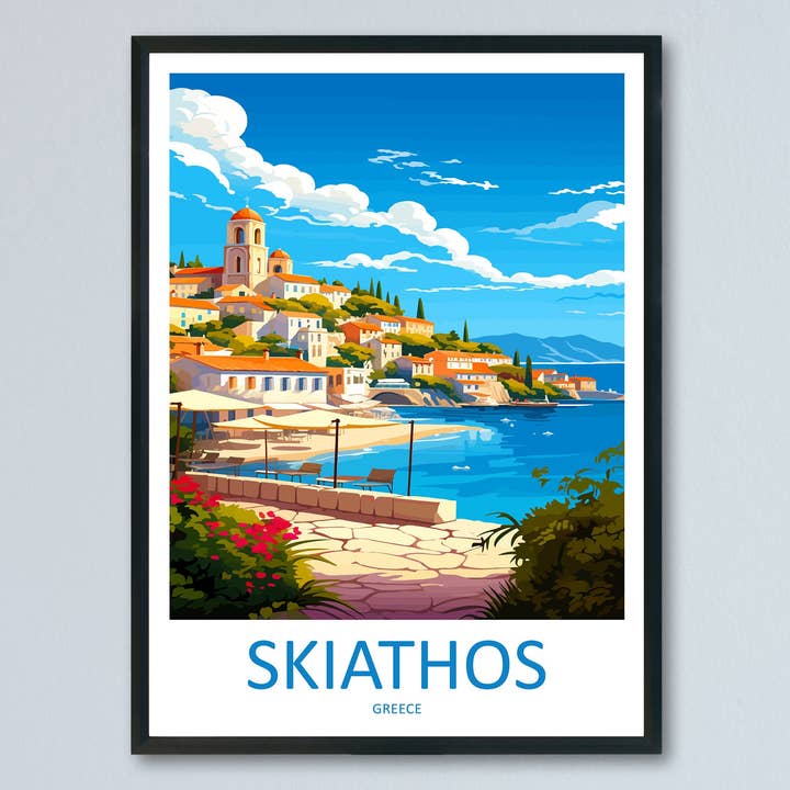 Skiathos Travel Print Wall Art Skiathos Greece Wall Hanging Home Decoration Skiathos Gift Art Lovers Wall Art Print Skiathos Greece Wall Art for wholesale by TravelzonaArt