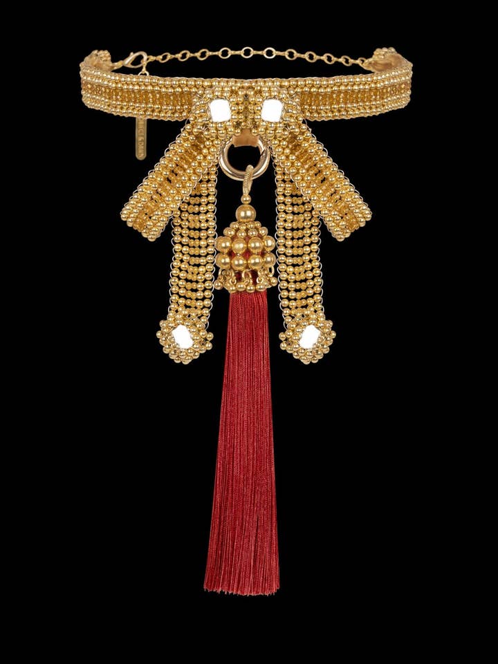 Goldene Amaya Modular-Halskette mit Bogen. für den Großhandel von OBJECT & DAWN