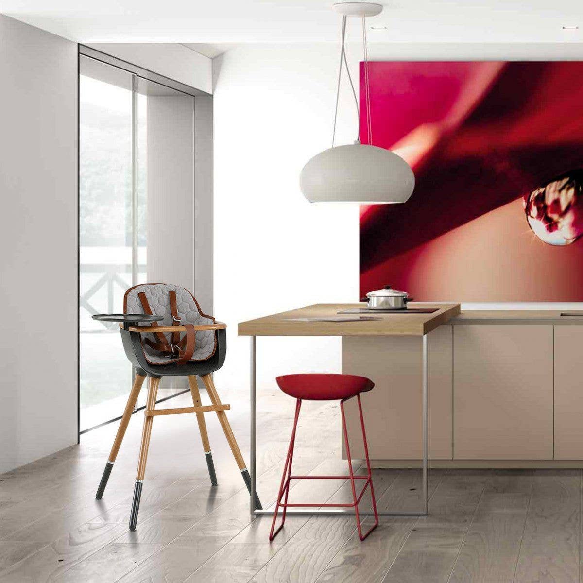 Black honey Ovo City High Chair With Pu Leather Belts and Seat Pad for wholesale on Faire2