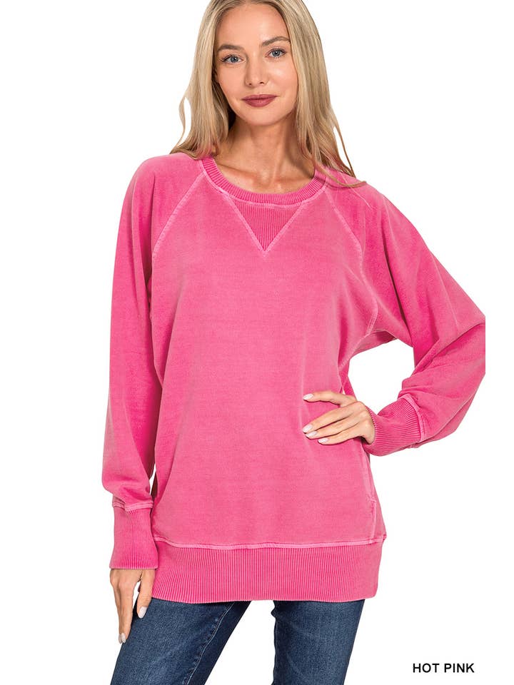 Vanilla Monkey - Vendita all'ingrosso Felpa - Donna - Pullover French Terry tinto a pigmento con tasche20