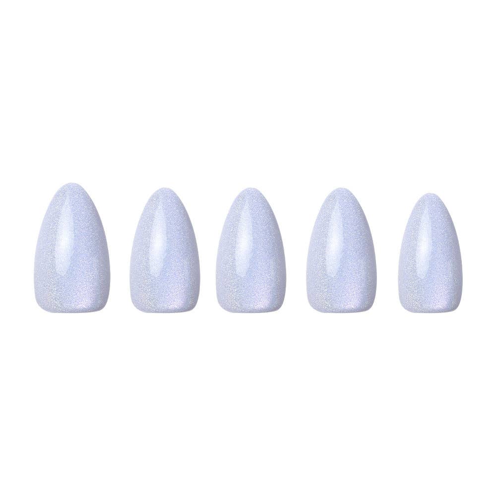 Glamnetic - Wholesale Press-On/Fake Nails - Frozen Press-On Nails|Pale Icy Blue Shimmer| Almond Shape2