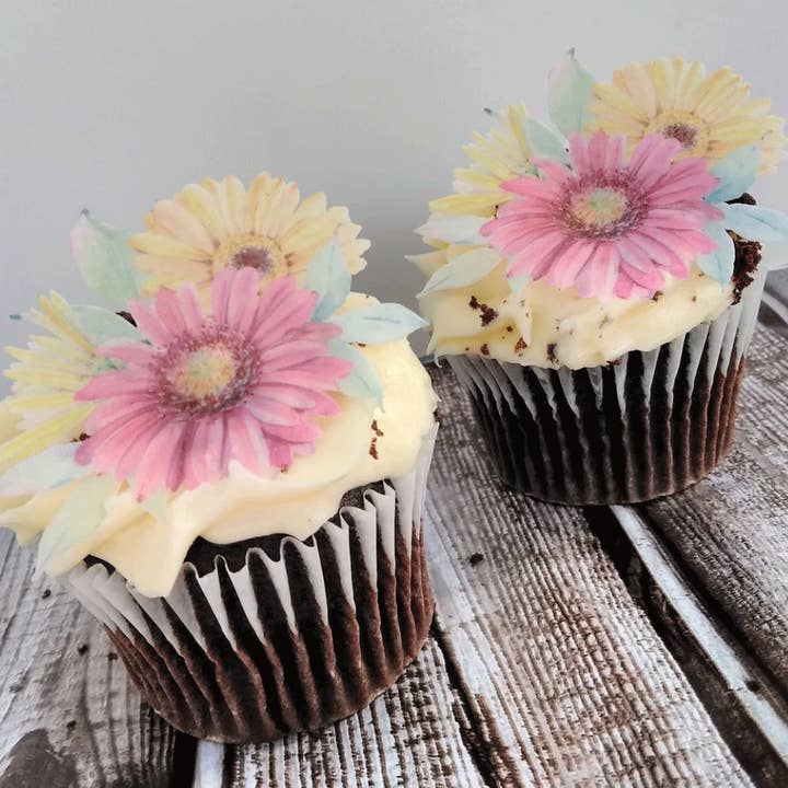Spring Daisies Edible Wafer Paper Cake or Cupcake Toppers for wholesale by Homespun Parties