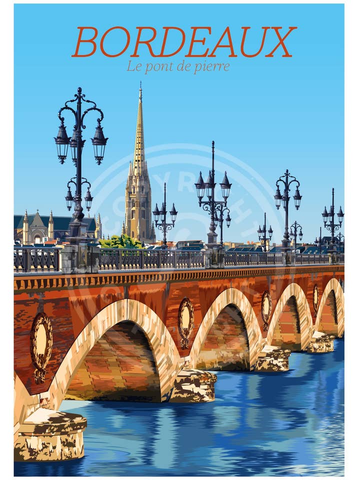 BORDEAUX POSTER - THE STONE BRIDGE - 30X40 CM for wholesale by Printymania