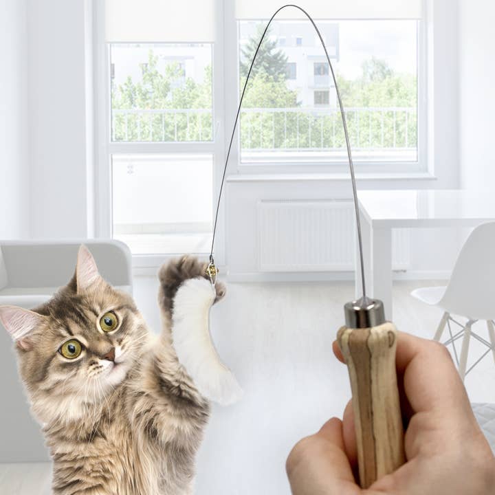 Kater Kasimir - Wholesale Pet Toy - Cat - Cat fishing with wooden handle, bells and pendants1