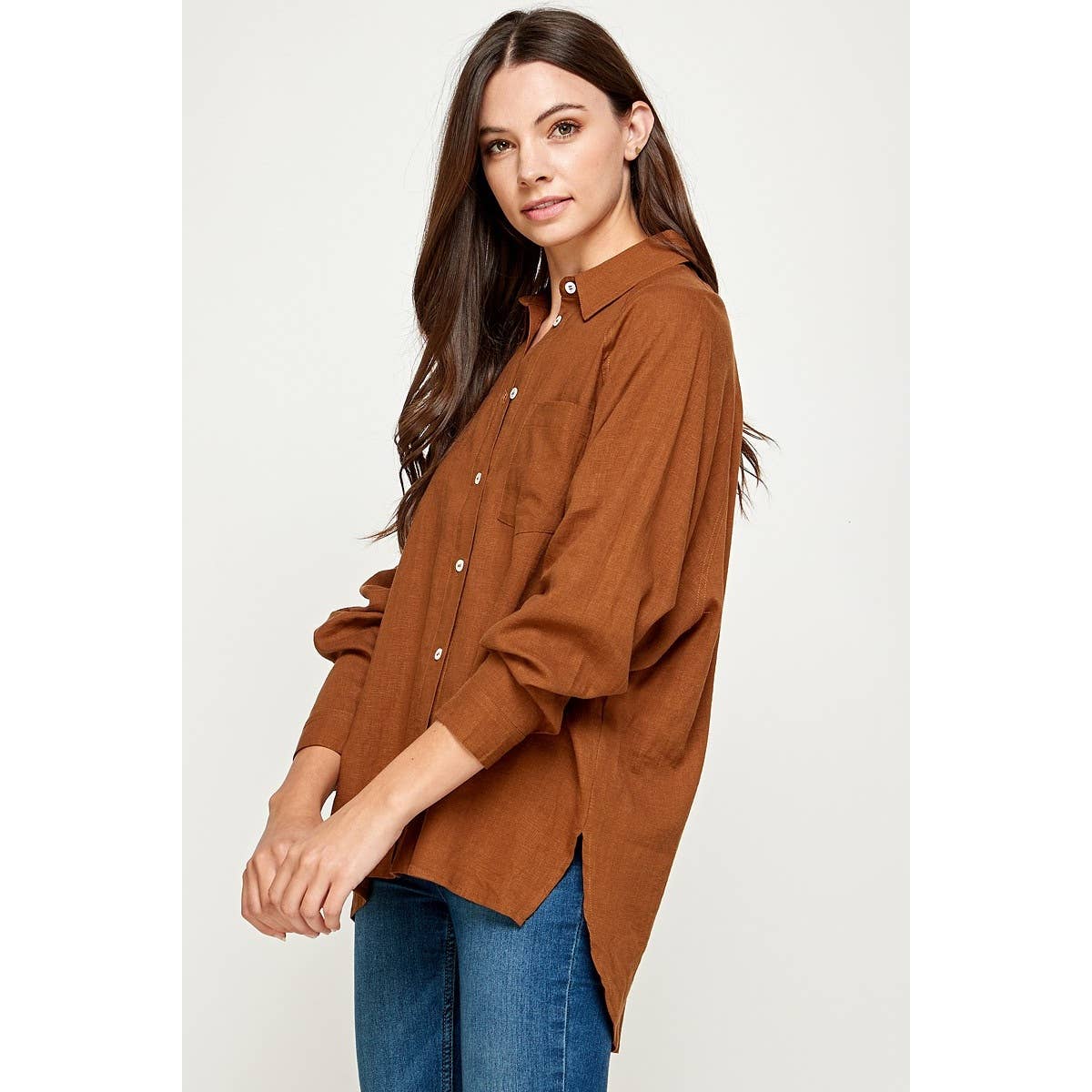 FUN2FUN - Wholesale Button Down Shirt - Women's - LINEN BLEND SHIRT27