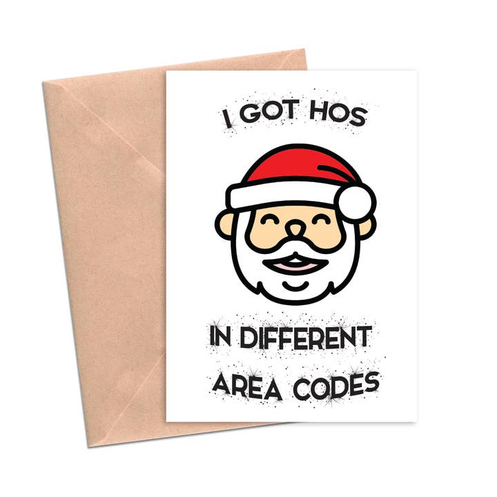 Hoes in Area Codes Ho Ho Ho Christmas Card Holiday Card for wholesale by Crimson and Clover Studio