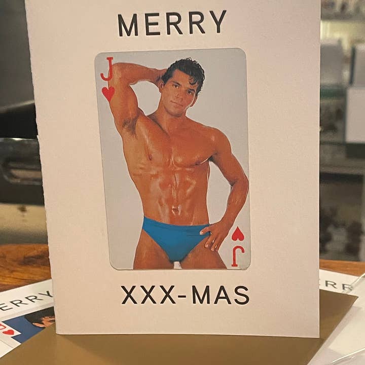 MERRY XXX-MAS - Vintage Sexy Playing Card Greeting Card! for wholesale by Letterpress PDX