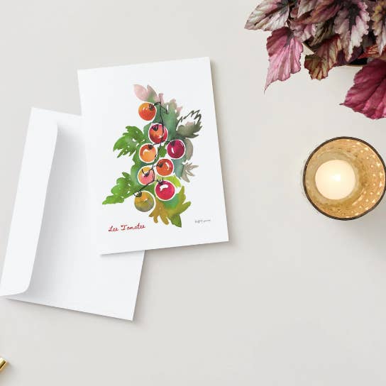 Luxury Notecards ~ Les Tomates - 4 Cards to a Pack for wholesale by Kristin F. Simmons Watercolors