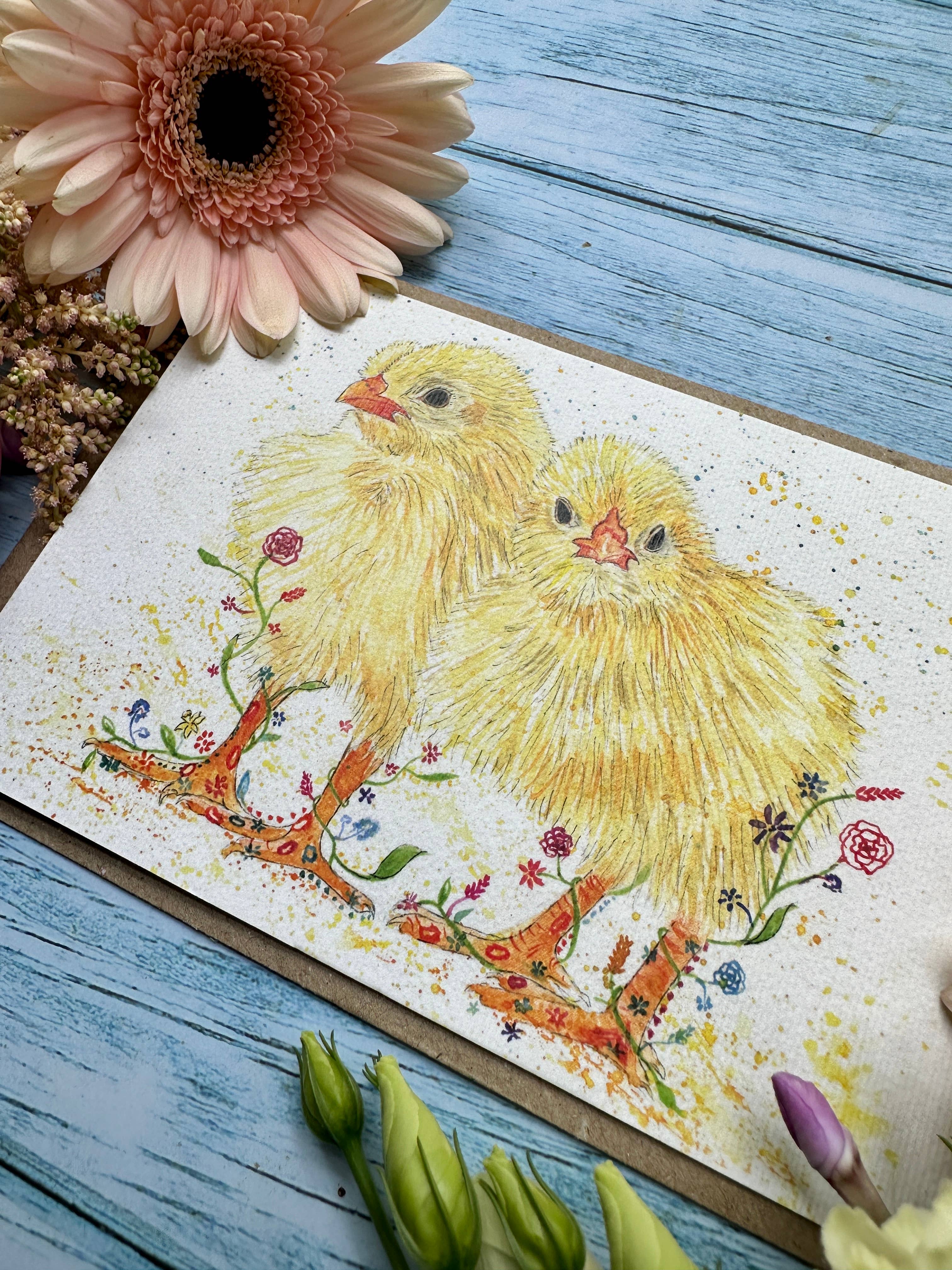 Jen Winnett Eco Artist - Wholesale Easter Card - Chicks | Eco Friendly Card Colourful Greetings Easter Blank3