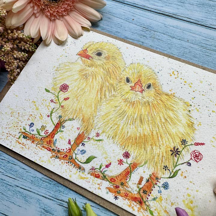 Jen Winnett Eco Artist - Wholesale Easter Card - Chicks | Eco Friendly Card Colourful Greetings Easter Blank3