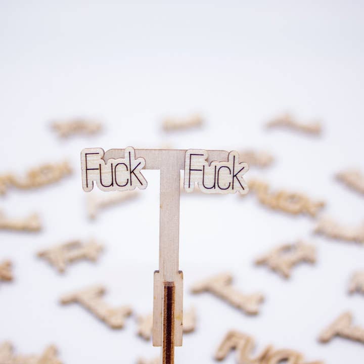 LNZ Custom Design - Wholesale Stud/Post Earrings - Fuck Studs - Wood Earrings - Laser Cut