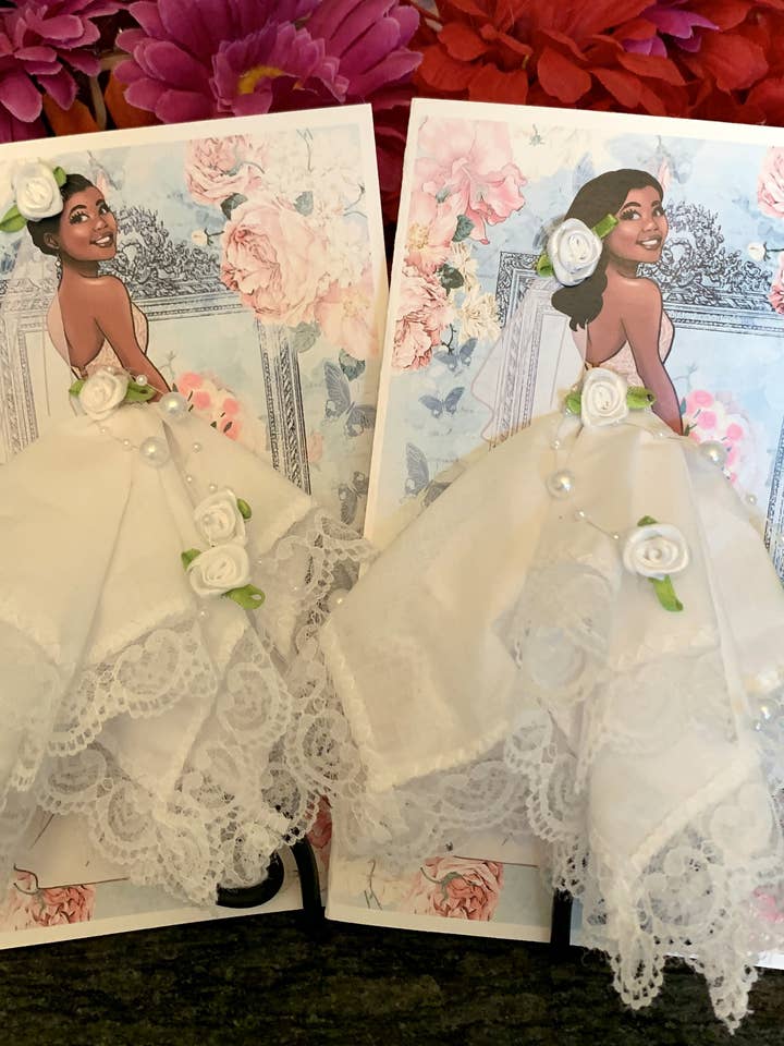 African American Elegant Bride Keepsake Hankie Card for wholesale by MOMENTS IN THYME