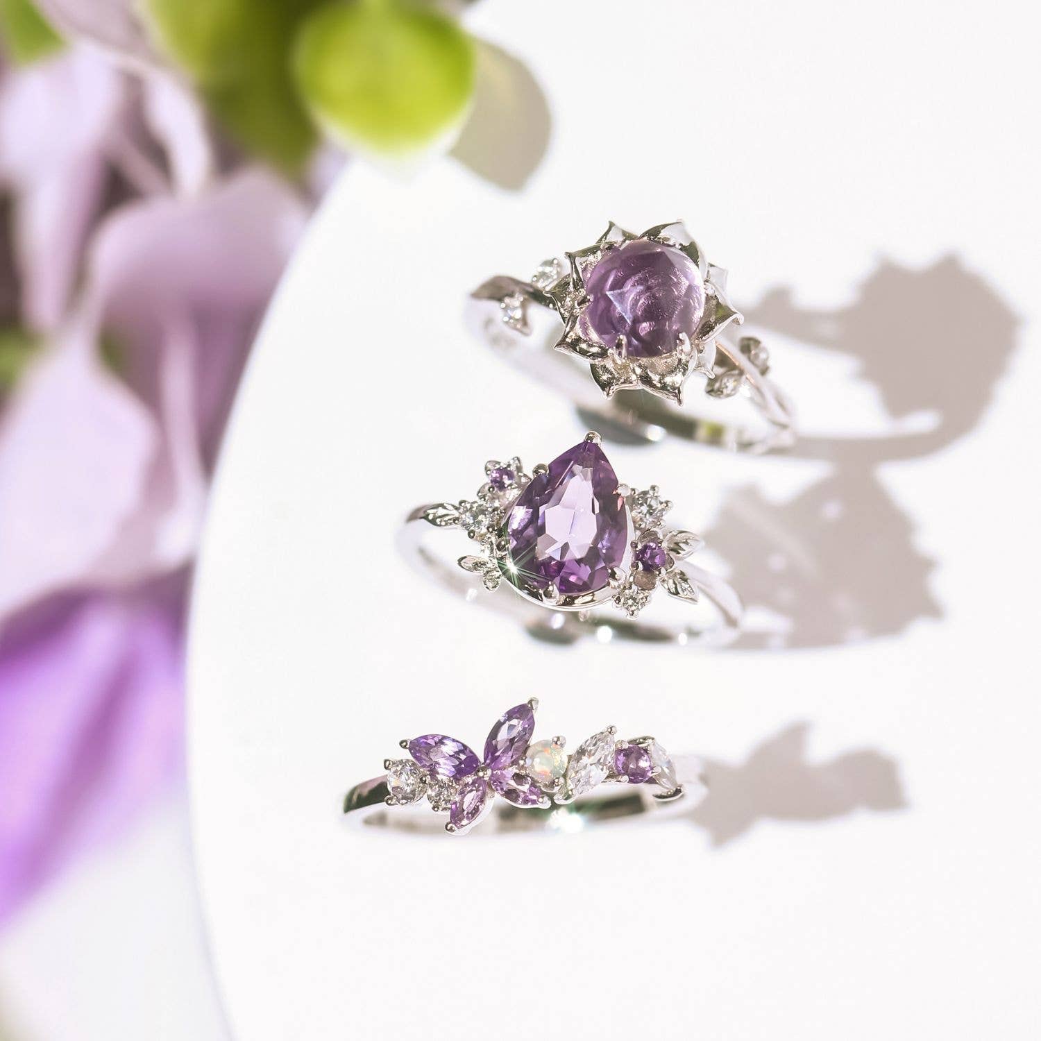 Azura Jewelry – wholesale Multi-stone ring – Moonflower Amethyst Ring5