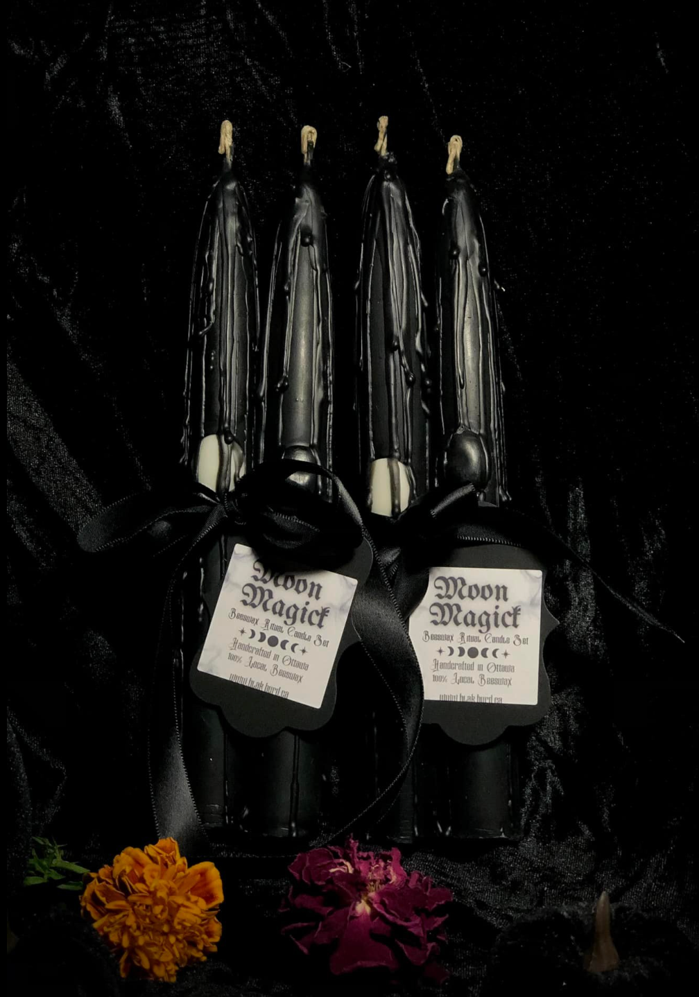 BlakByrd Botanika - Wholesale Tapered Candle/Candlestick - Moon Magick - Dark & Full Moon Taper Candle Pair2