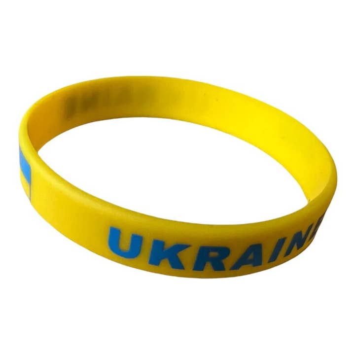 Beclosetoyou - Vendita all'ingrosso Polsiere - Braccialetto in silicone con la bandiera dell'Ucraina - Slava Ukrayn2