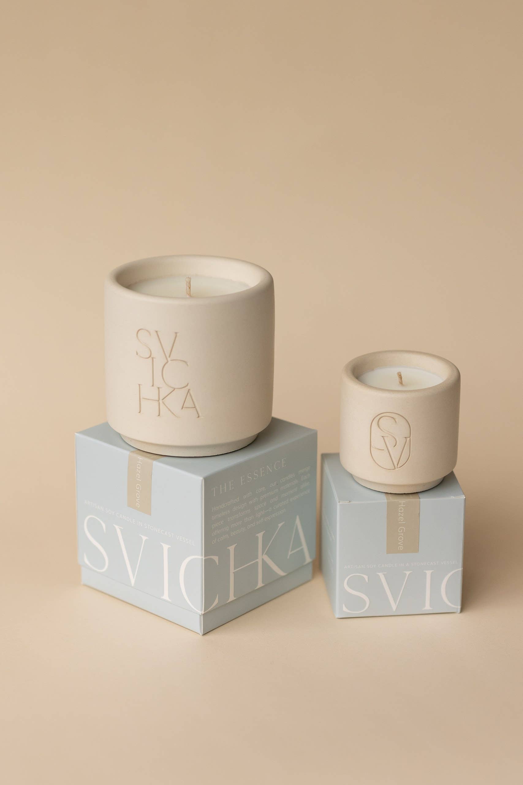SVICHKA - Wholesale Jar/Filled Candle - Soft Beige Candle in Artisan Concrete Jar — Hazel Grove3