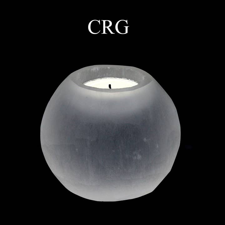 Selenite Round Candle Holder for wholesale by Crystal River Gems LLC