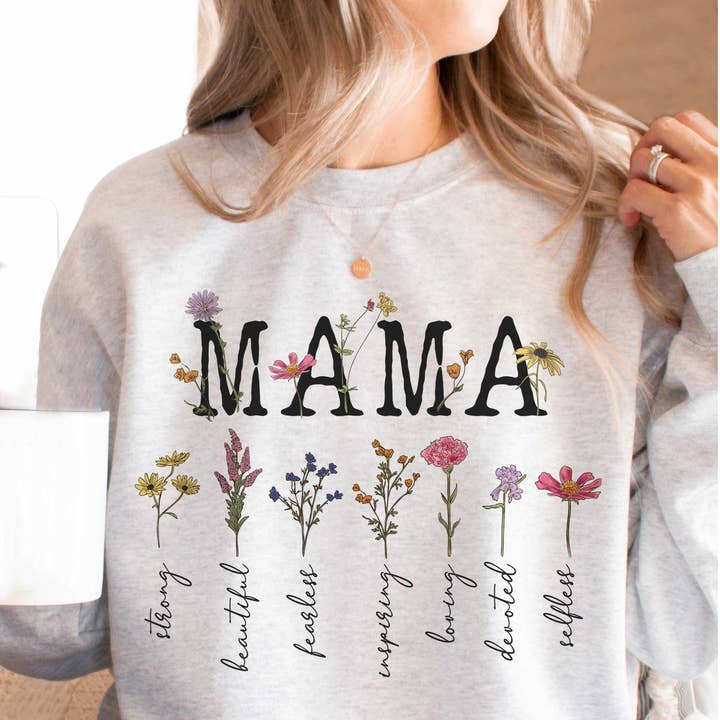 Grafisk sweatshirt med blomster til mor for engroshandel hos A. BLUSH CO