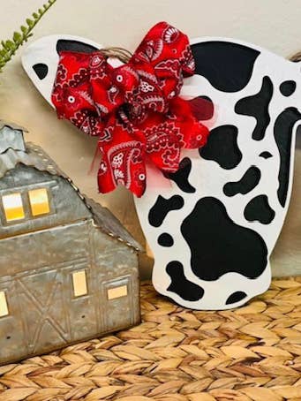 Cow Head Welcome Door Hanger for wholesale by Mimi and Me Boutique