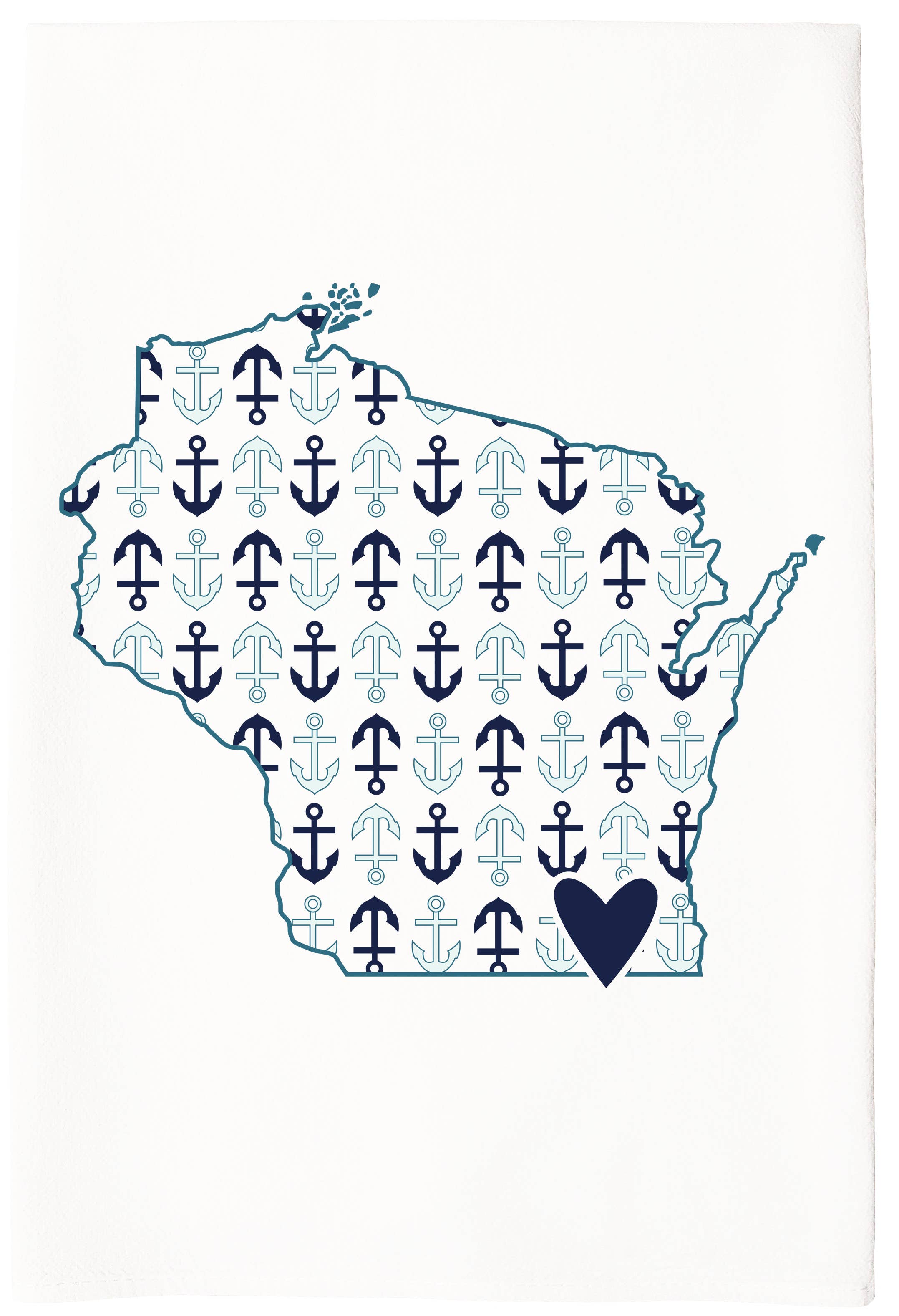 Coast & Cotton - Wholesale Tea Towel - Custom Hometown Heart, Organic Cotton Tea Towel2