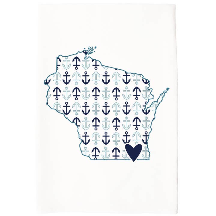 Coast & Cotton - Wholesale Tea Towel - Custom Hometown Heart, Organic Cotton Tea Towel2