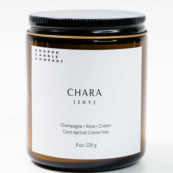 Vela Chara: Joy con crema de soja y albaricoque, 9 onzas para venta al por mayor de Sharon Candle Company