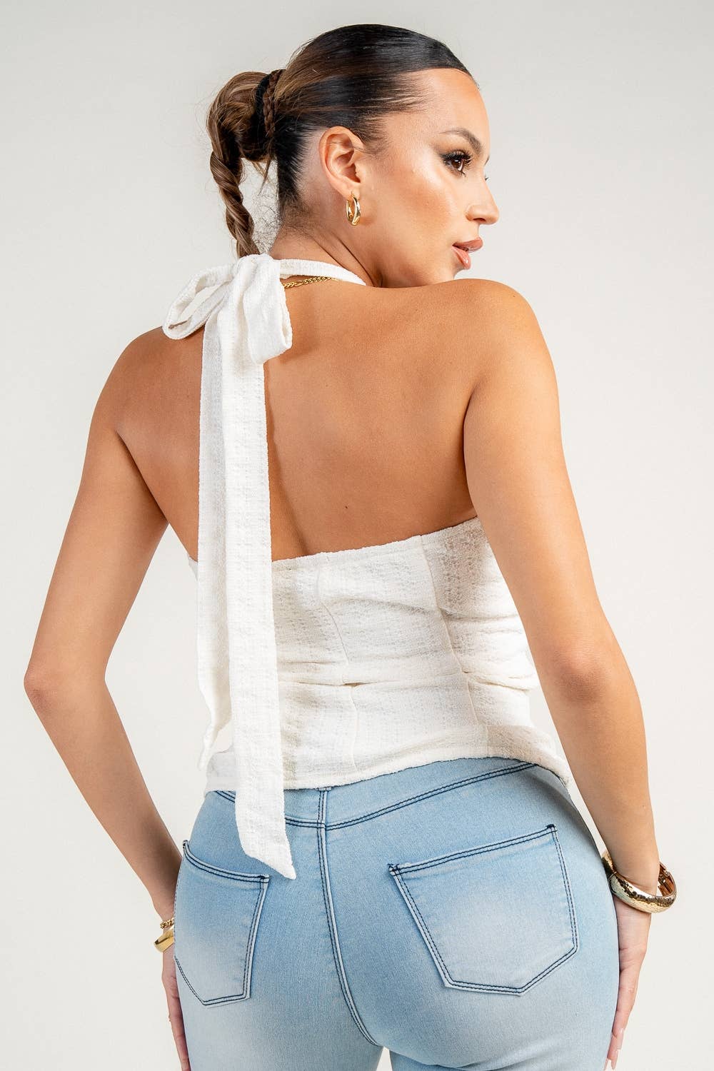 IVORY AT4233EL / KNIT BUCLE TOP for wholesale on Faire2